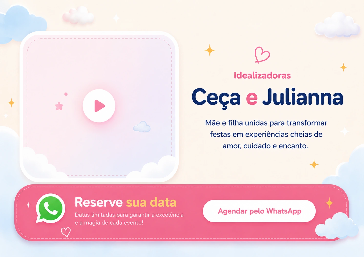 Ceça e Julianna, mãe e filha unidas para transformar festas em experiências.